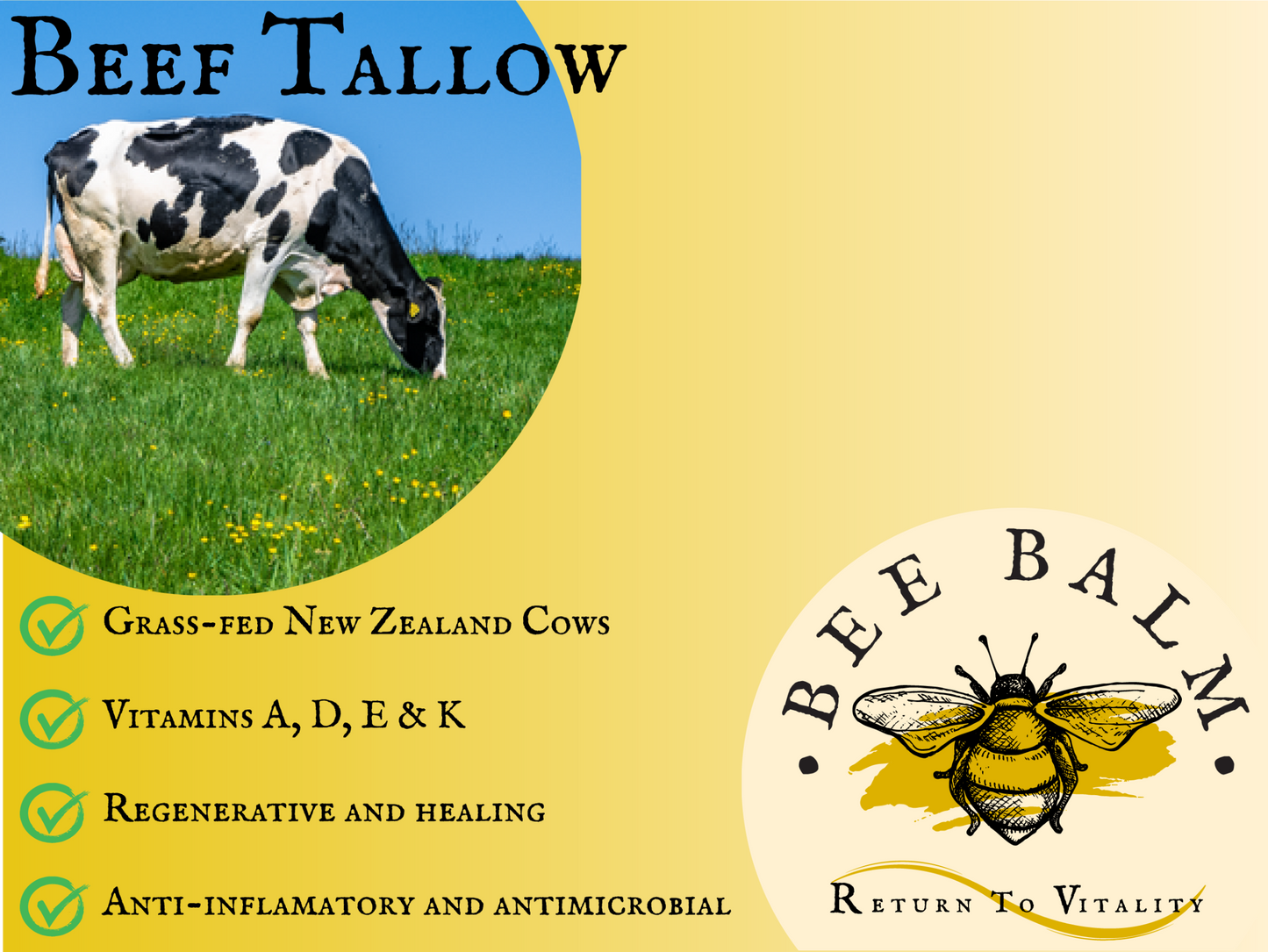 Bee Balm | NZ Grass-fed Tallow Moisturiser